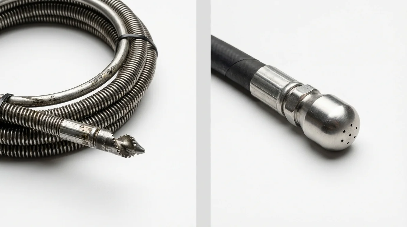 Drain snake cable and hydro jetting nozzle used for drain cleaning in Union, SC