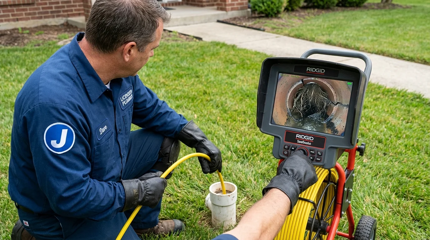 Sewer camera inspection being performed by Johns Plumbing LLC in Union