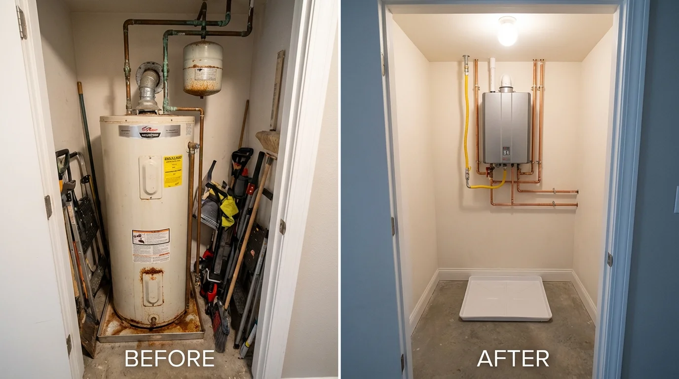 Tank water heater versus wall-mounted tankless unit comparison for Union, SC homeowners