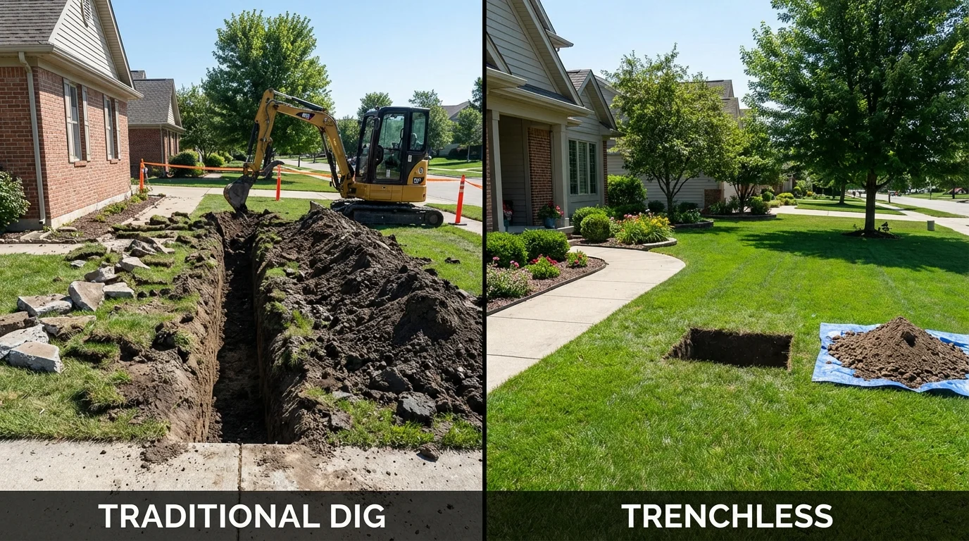Trenchless sewer repair with minimal yard damage versus traditional excavation in Union, SC